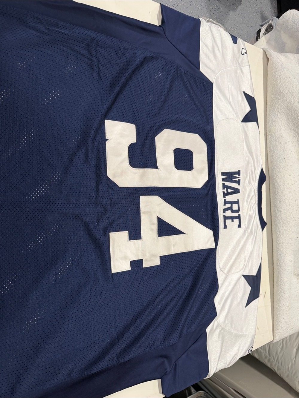 Reebok Navy and White Football Jersey #94 DeMarcus Ware - Picture 5 of 7